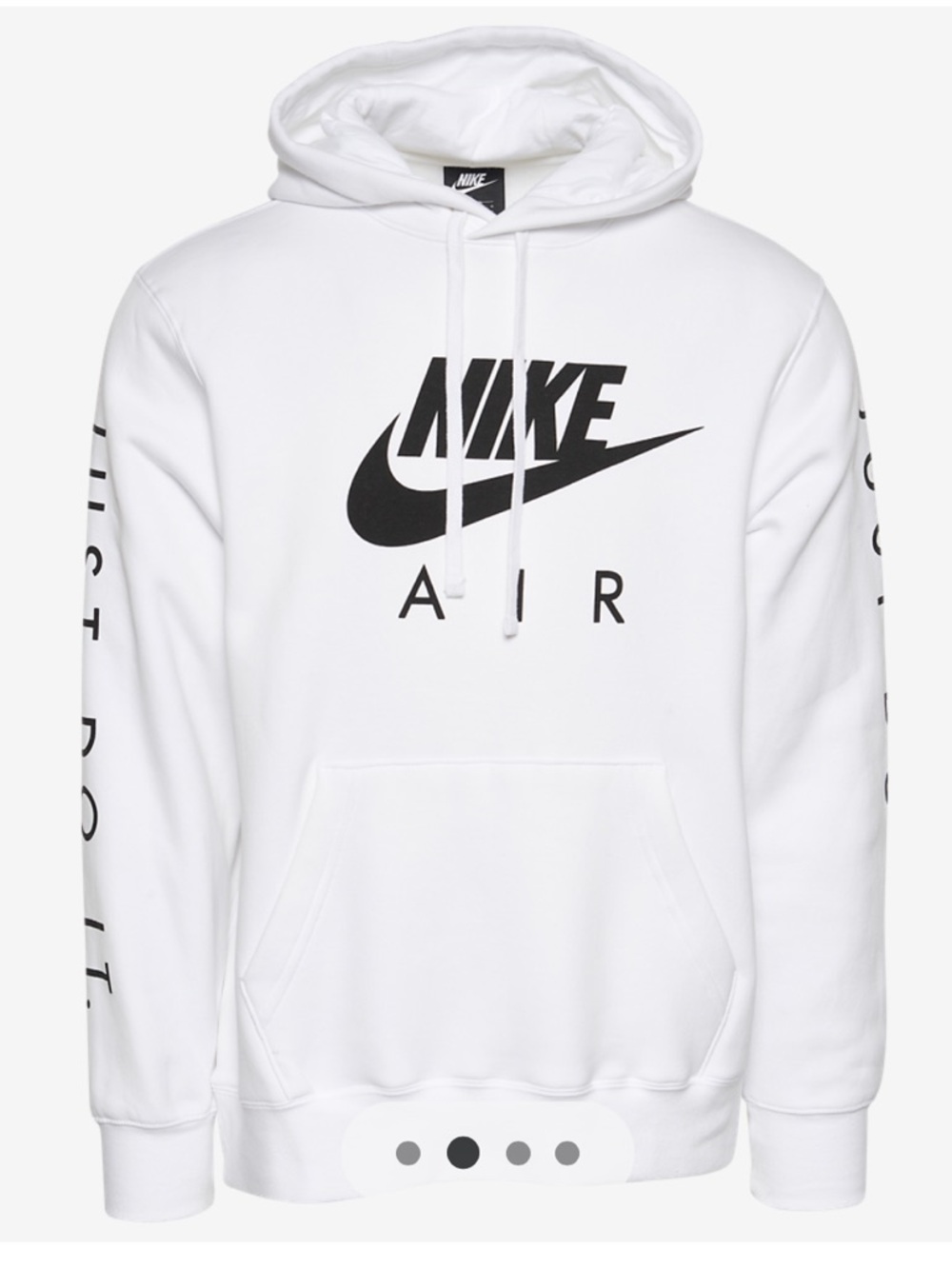 Nike White Hoodie with  'AIR' Text and “Just Do It” on the sleeves, Size L